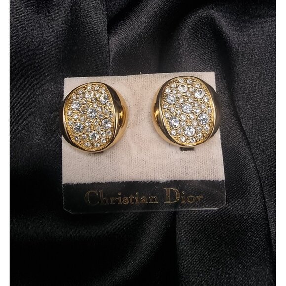 Rare Find Vintage CHRISTIAN DIOR 1980s-90s Gold-Tone Clip-On Earrings - Picture 9 of 9